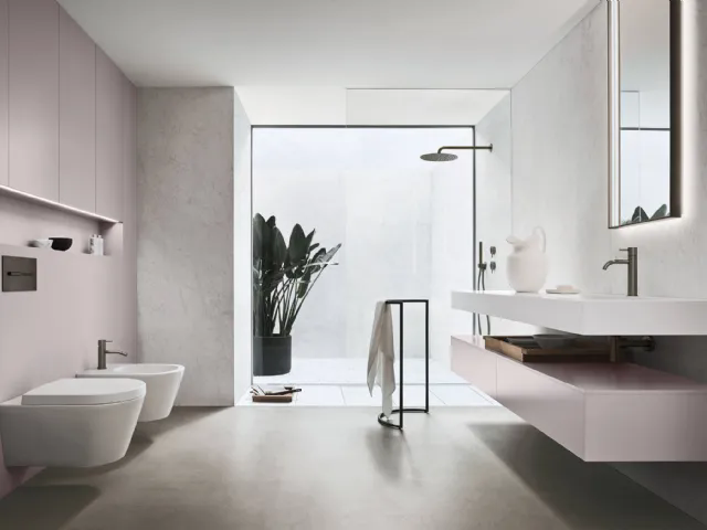 Mobile da Bagno sospeso in laccato opaco ametista Sintesi 24 08 di Milldue