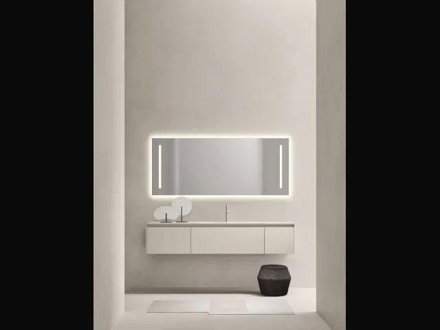 Mobile da Bagno sospeso in laccato opaco con top in vetro acidato Sintesi 24 11 di Milldue