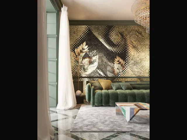 Carta da parati Goldenwall con illustrazione floreale Kookspook Inkiostro Bianco