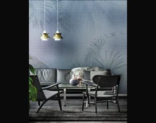 Carta da parati con foglie Ombre Inkiostro Bianco