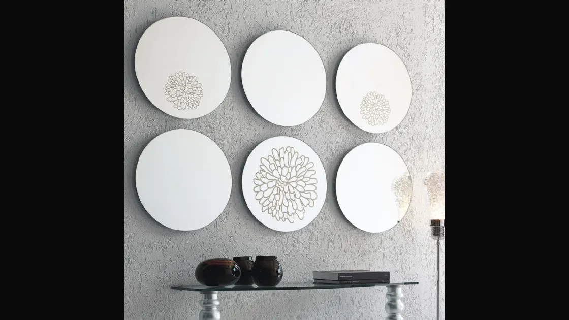 Specchio rotondo con serigrafia Frill di Ponti Terenghi
