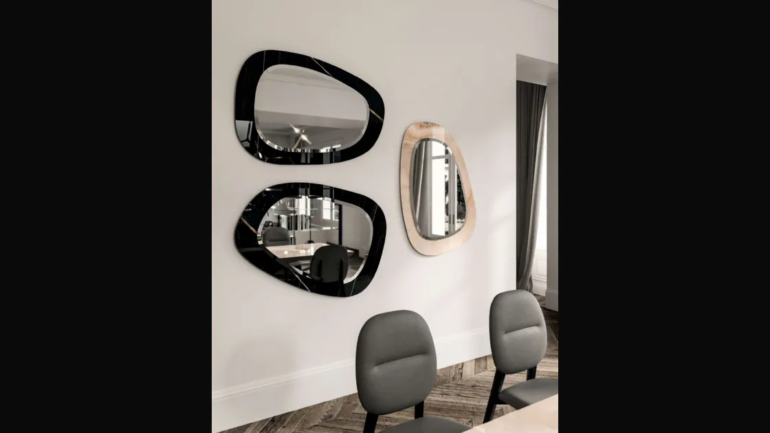 Specchio con cornice in marble glass Miami Vice di Ozzio