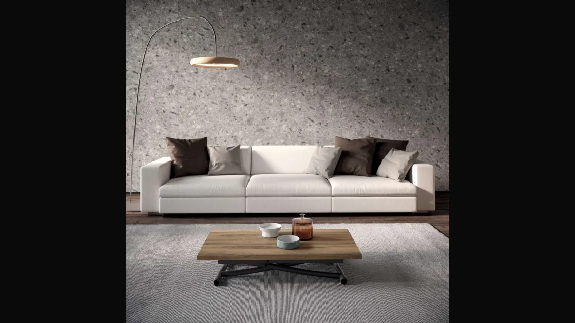 Tavolino Trasformabile Sydney in Eco Legno Vecchio Antico e metallo di Ozzio