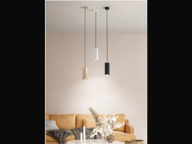 Lampada a sospensione Aloa disponibile in bianco oro e nero di Ondaluce