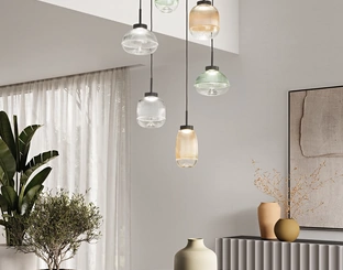 Lampada a sospensione Ekos in vetro di Ondaluce
