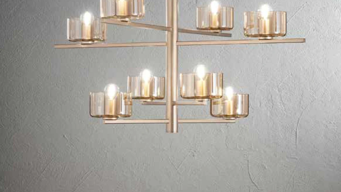 Lampada a sospensione in metallo e vetro Figaro di Ondaluce