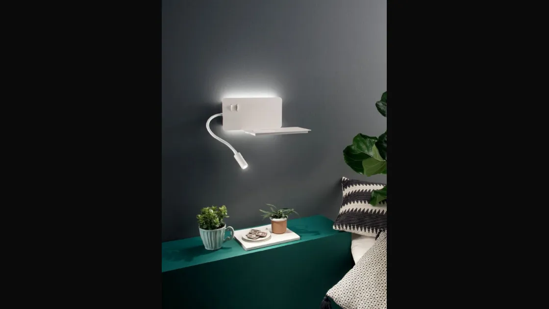 Lampada Flat con caricatore wireless e USB di Ondaluce