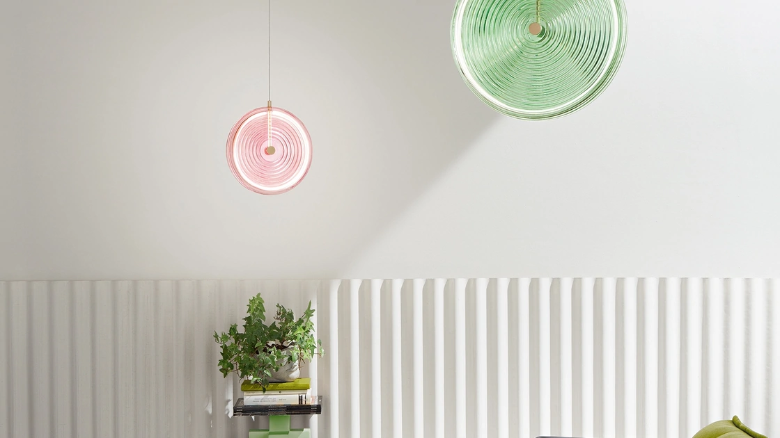 Lampada a sospensione in vetro Jokey di Ondaluce