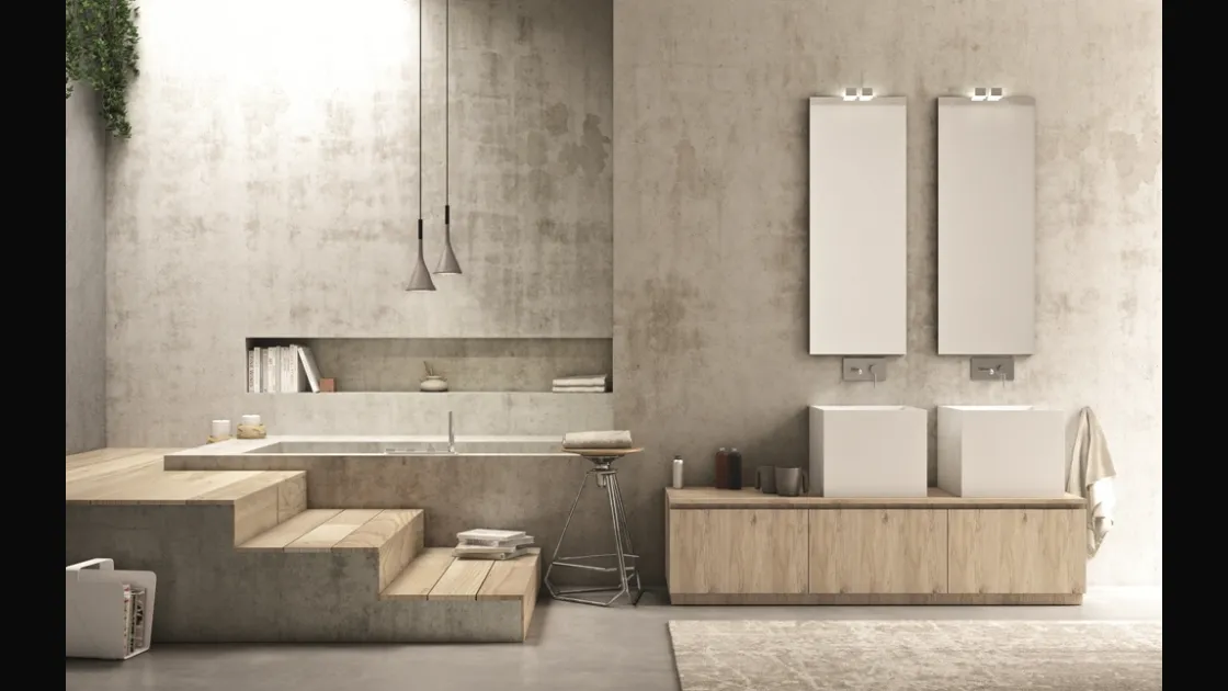 Mobile da Bagno a terra Original 06 in laminato rovere rustico di Arredoquattro