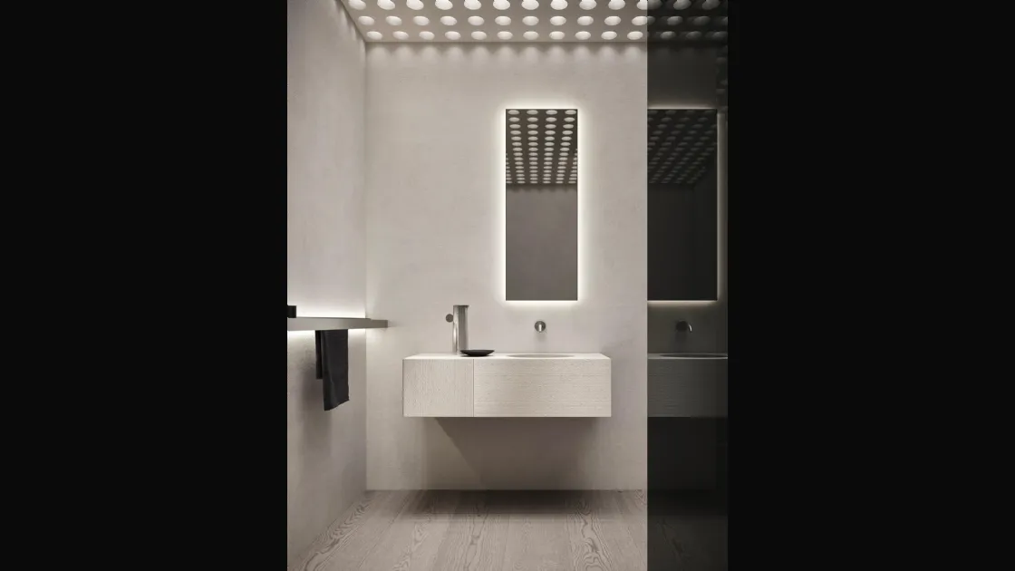 Mobile da Bagno sospeso in marmo Bianco Siberia Azuco 24 02 di Milldue