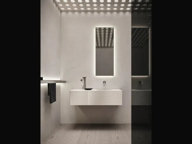 Mobile da Bagno sospeso in marmo Bianco Siberia Azuco 24 02 di Milldue