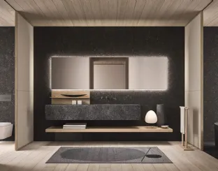 Mobile da Bagno sospeso in marmo e legno Azuco 24 04 di Milldue