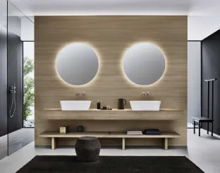 Mobile da Bagno in rovere miele con lavabo in appoggio in Cristalplant Azuma 23 01 di Milldue