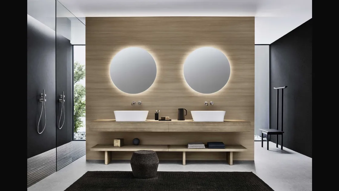 Mobile da Bagno in rovere miele con lavabo in appoggio in Cristalplant Azuma 23 01 di Milldue