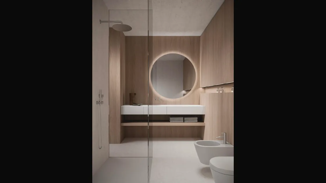 Mobile da Bagno sospeso in nobilitato Cipria Azuma 23 03 di Milldue