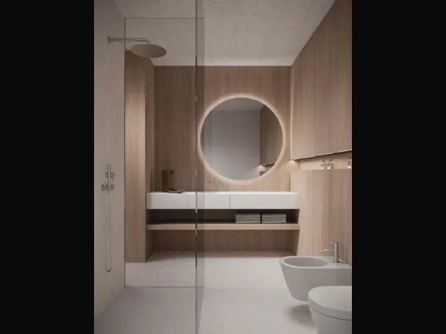 Mobile da Bagno sospeso in nobilitato Cipria Azuma 24 03 di Milldue