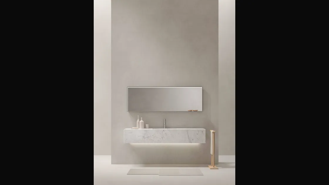 Mobile da Bagno sospeso in marmo Bianco di Carrara Azuma 24 05 di Milldue