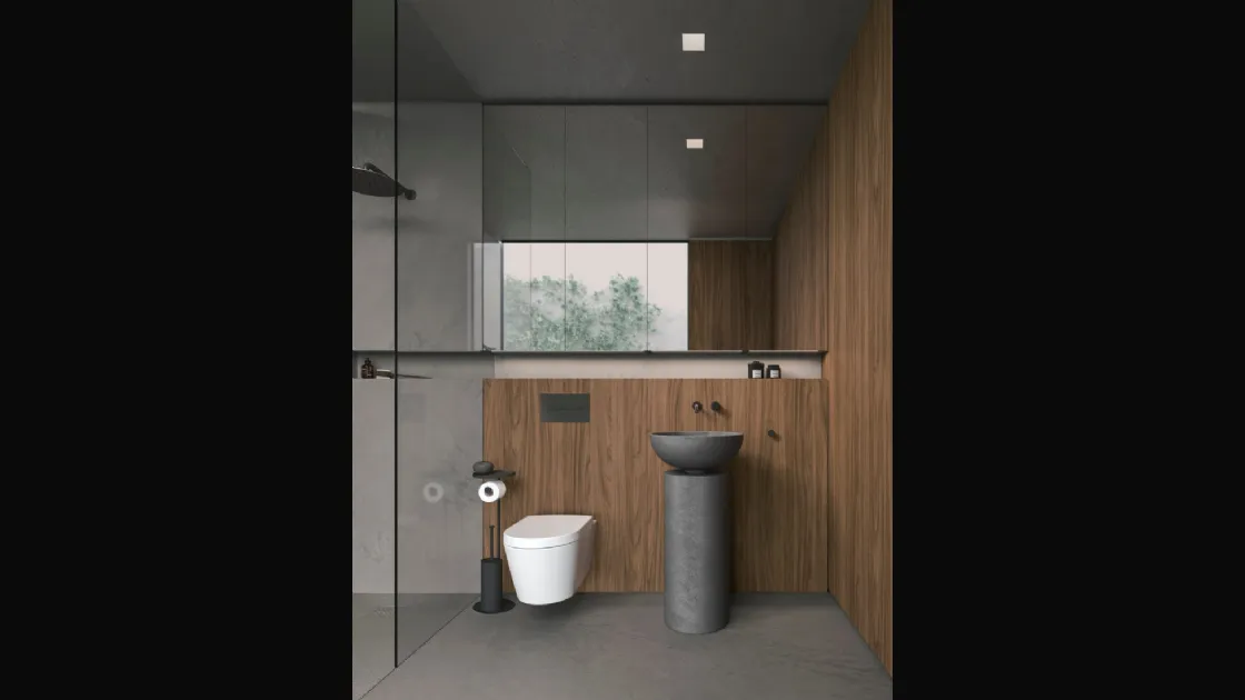 Mobile da Bagno in nobilitato Cannella e cemento Antracite Caba 24 03 di Milldue
