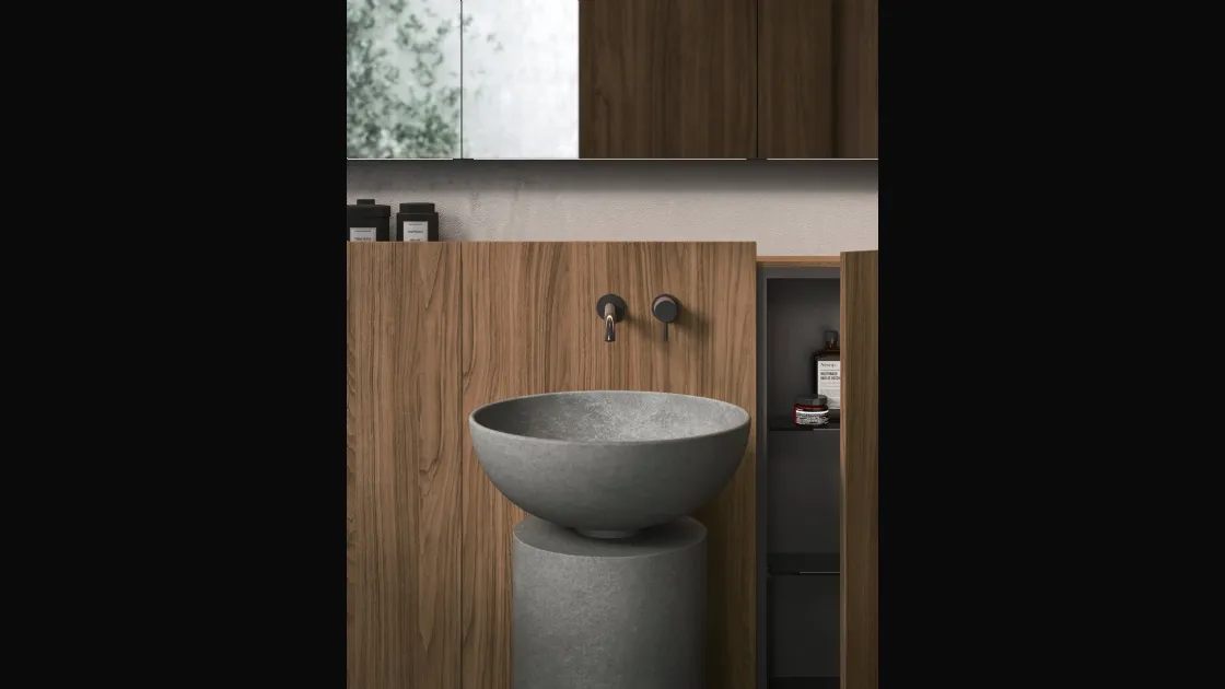 Mobile da Bagno in nobilitato Cannella e cemento Antracite Caba 24 03 di Milldue