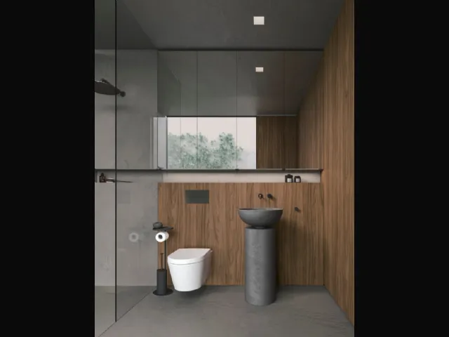 Mobile da Bagno in nobilitato Cannella e cemento Antracite Caba 24 03 di Milldue