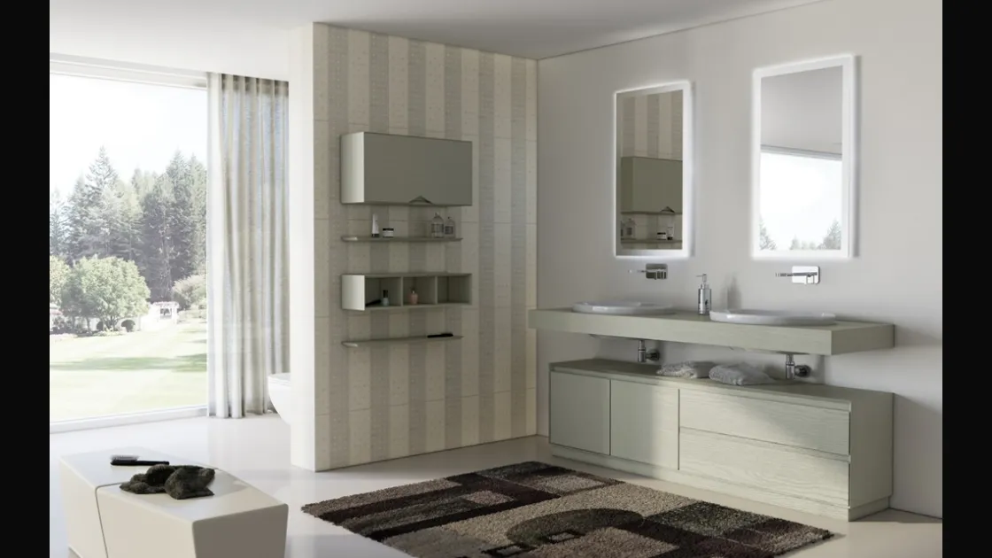 Mobile da Bagno a terra Cloud 10 in rovere colorato a poro aperto lichene di Arredoquattro