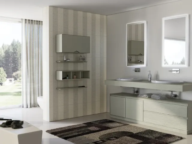 Mobile da Bagno a terra Cloud 10 in rovere colorato a poro aperto lichene di Arredoquattro