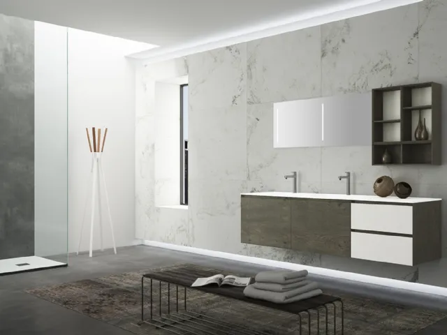 Mobile da Bagno sospeso Creativity 01 in rovere nodato di Arredoquattro