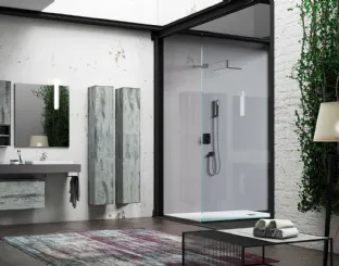 Mobile da Bagno sospeso Creativity 08 in rovere nodato vecchio casolare e effetto cement grigio lava di Arredoquattro