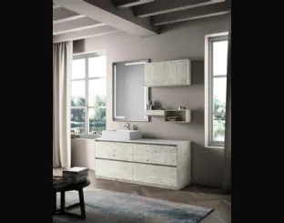 Mobile da Bagno sospeso Creativity 11 in rovere fiammato bianco di Arredoquattro