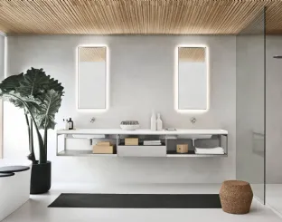Mobile da Bagno sospeso laccato Platino Fjord 24 05 di Milldue