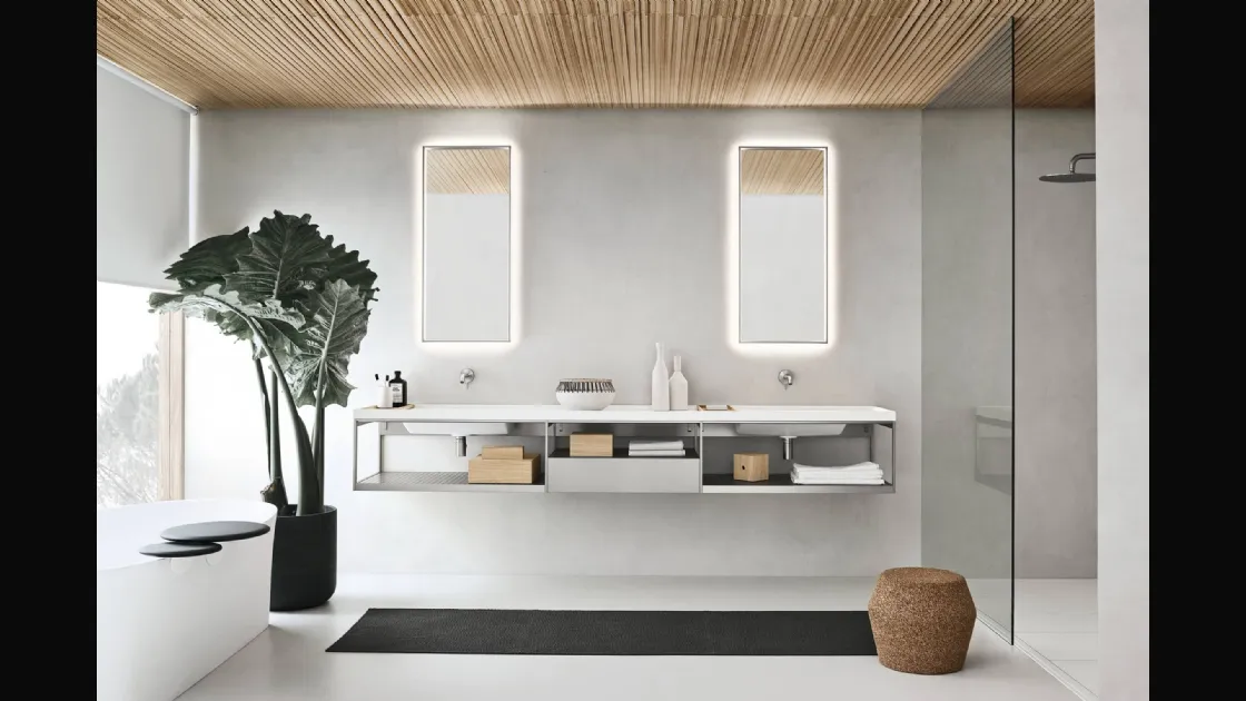 Mobile da Bagno sospeso laccato Platino Fjord 24 05 di Milldue