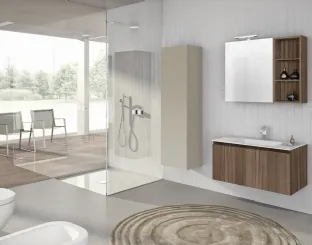 Mobile da Bagno sospeso Hope 05 in laminato Noce Canaletto di Arredoquattro