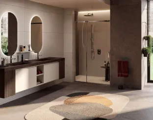 Mobile da Bagno sospeso in laccato e Rovere Genius 01 di Arredoquattro