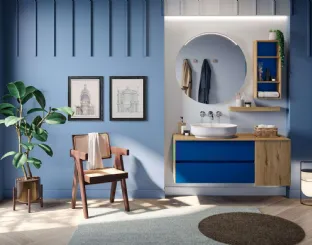 Mobile da Bagno sospeso in Rovere antico e laccato Genius 02 di Arredoquattro