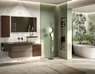 Mobile da Bagno sospeso in laccato e Noce Genius 04 di Arredoquattro