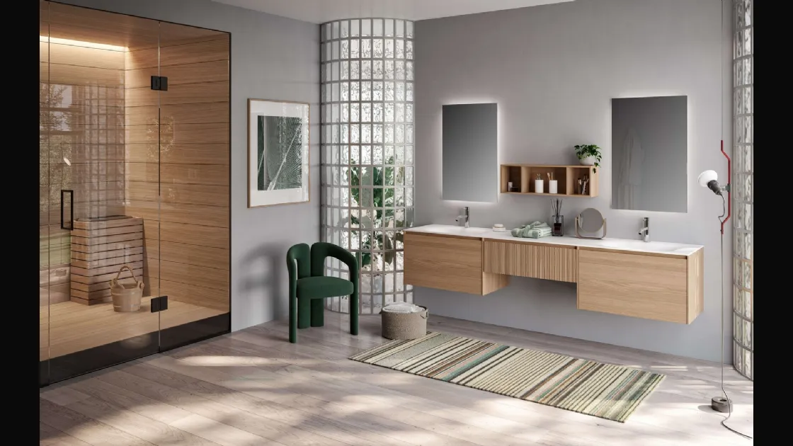 Mobile da Bagno sospeso in Rovere Genius 05 di Arredoquattro