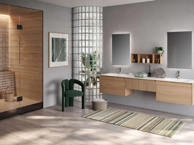 Mobile da Bagno sospeso in Rovere Genius 05 di Arredoquattro