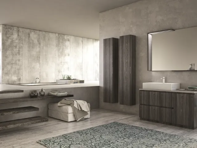Mobile da Bagno sospeso Original 04 in laminato olmo notturno di Arredoquattro