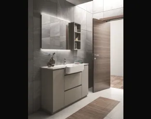 Mobile da Bagno a terra Original 14 in laminato porcellana laccato grigio titanio di Arredoquattro