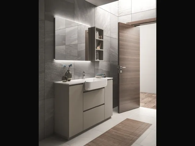 Mobile da Bagno a terra Original 14 in laminato porcellana laccato grigio titanio di Arredoquattro