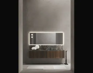 Mobile da Bagno in Rovere termocotto con top e alzatina in marmo Puro 24 05 di Milldue