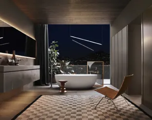 Mobile da bagno con boiserie in pietra Medea Puro 24 04 di Milldue