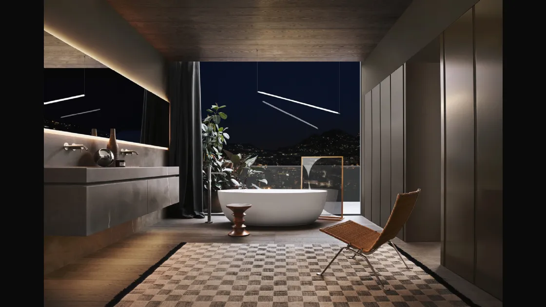 Mobile da bagno con boiserie in pietra Medea Puro 24 04 di Milldue