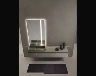 Mobile da bagno sospeso in pietra Medea con base e fianchi a 45° Puro 24 03 di Milldue