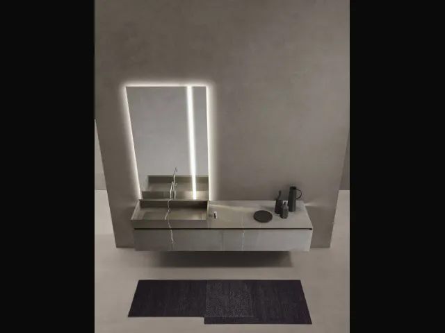 Mobile da bagno sospeso in pietra Medea con base e fianchi a 45° Puro 24 03 di Milldue