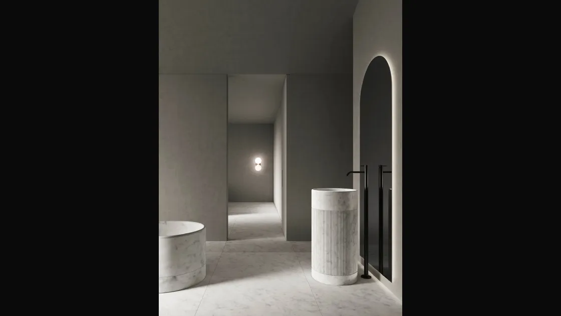 Lavabo verticale in marmo Bianco di Carrara Roma 24 01 di Milldue