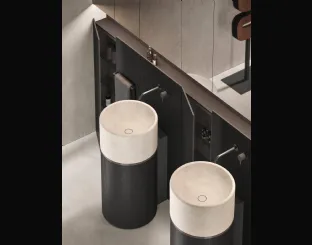 Lavabo Verticale in Rovere Carbone e Marmo Roma 24 04 di Milldue