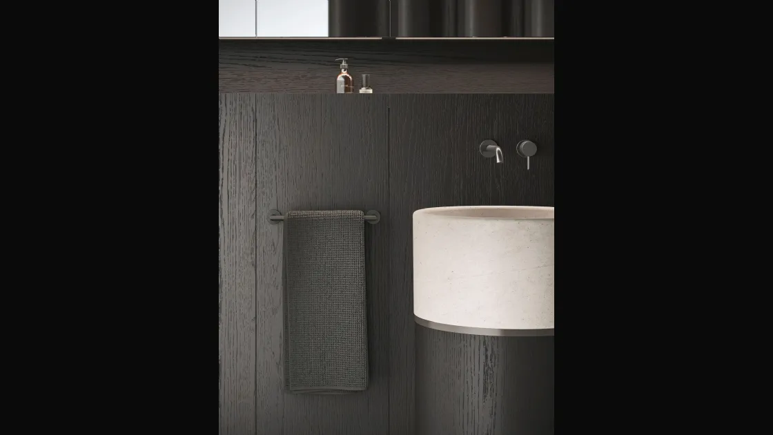 Lavabo Verticale in Rovere Carbone e Marmo Roma 24 04 di Milldue