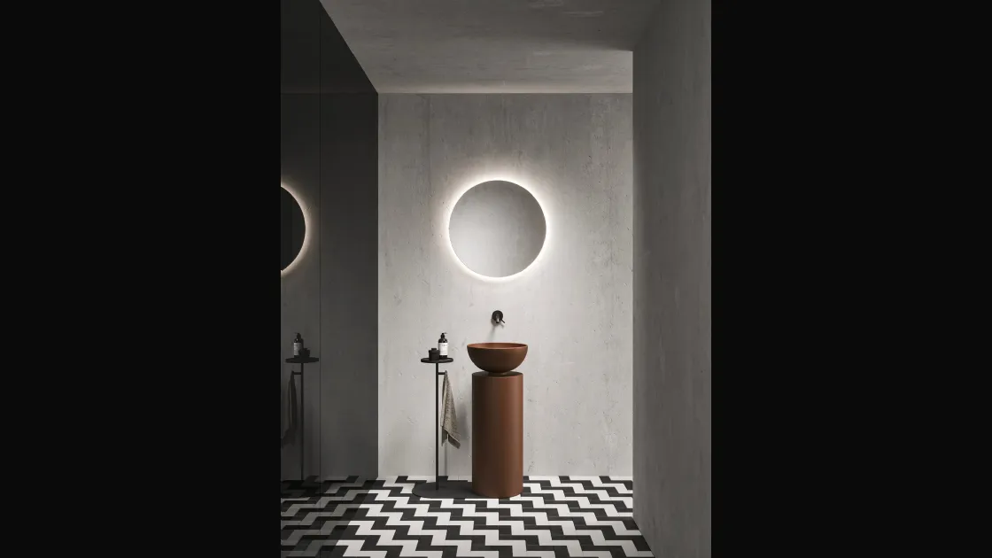 Lavabo a terra in cemento laccato caffè Saba 24 01 di Milldue
