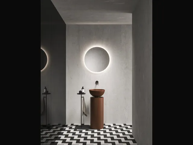 Lavabo a terra in cemento laccato caffè Saba 24 01 di Milldue